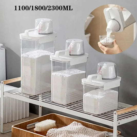 2300Ml Airtight Laundry Detergent Powder Storage Box Container with Lids Grain Storage Jar Bleach Storage Container with Labels